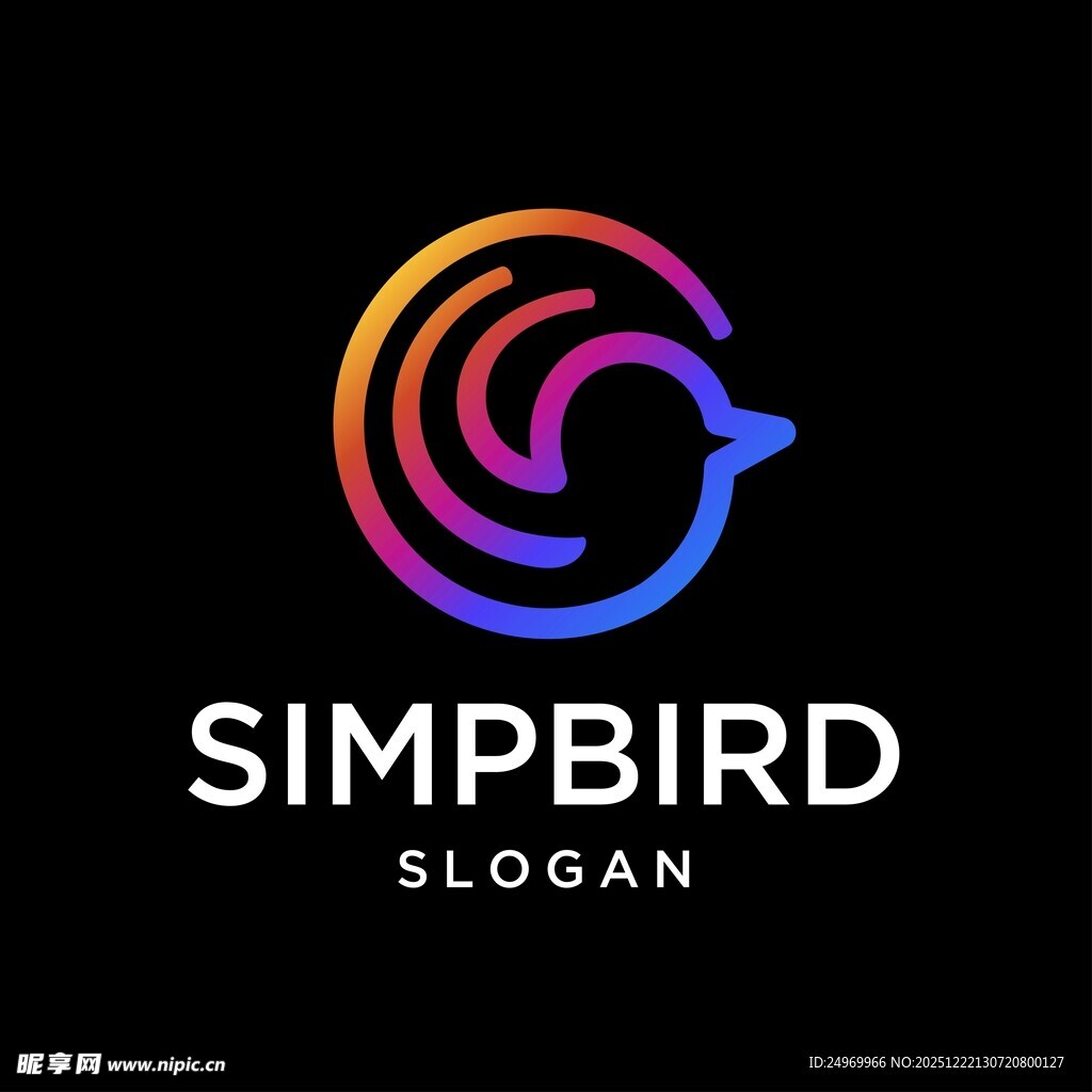 简约飞鸟标志设计