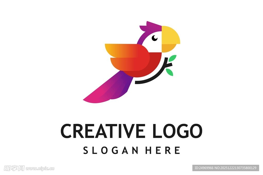 多彩鹦鹉创意标志