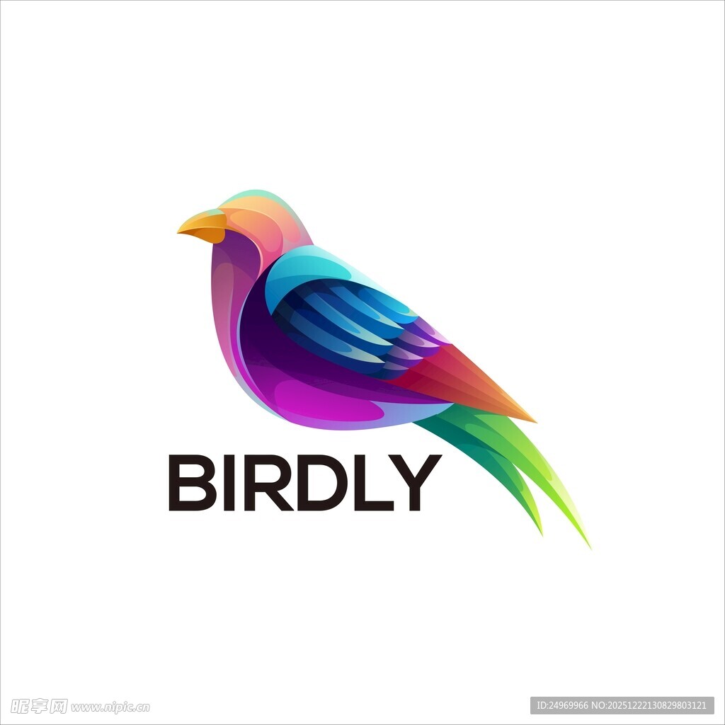 多彩飞鸟标志设计