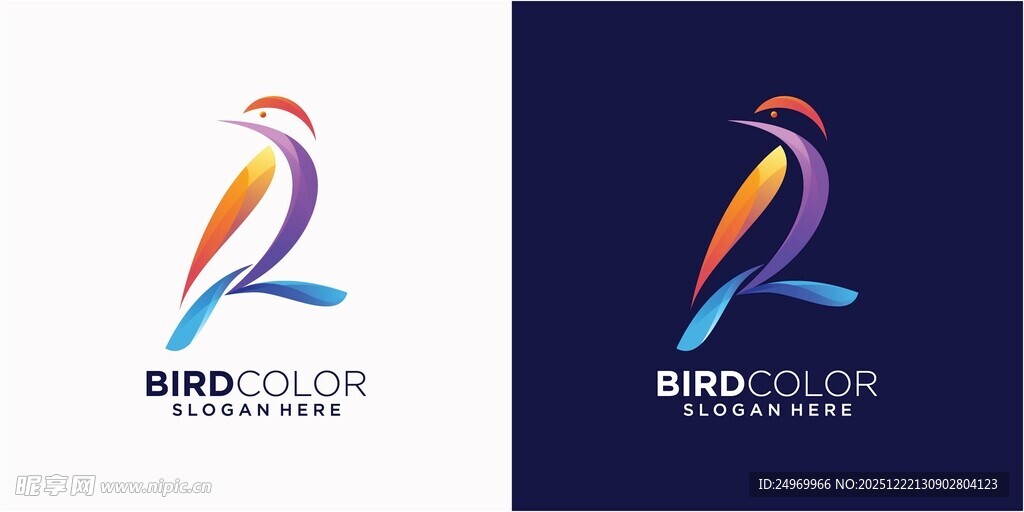 多彩飞鸟标志设计