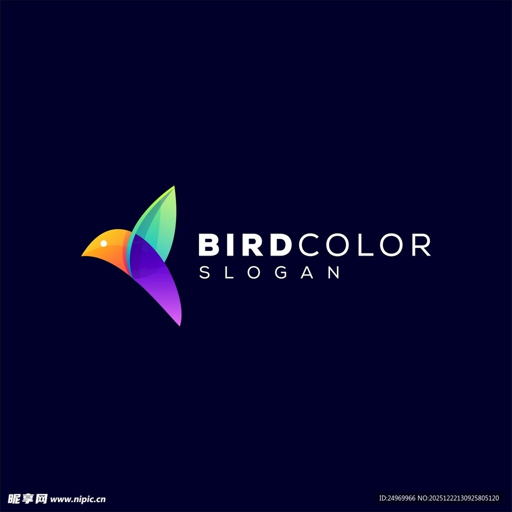 多彩鸟形标志设计