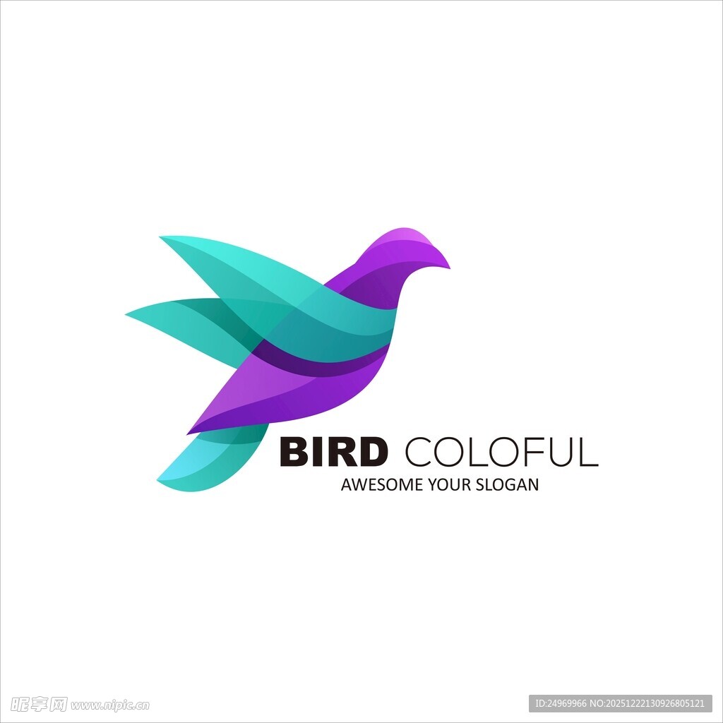 多彩飞鸟标志设计