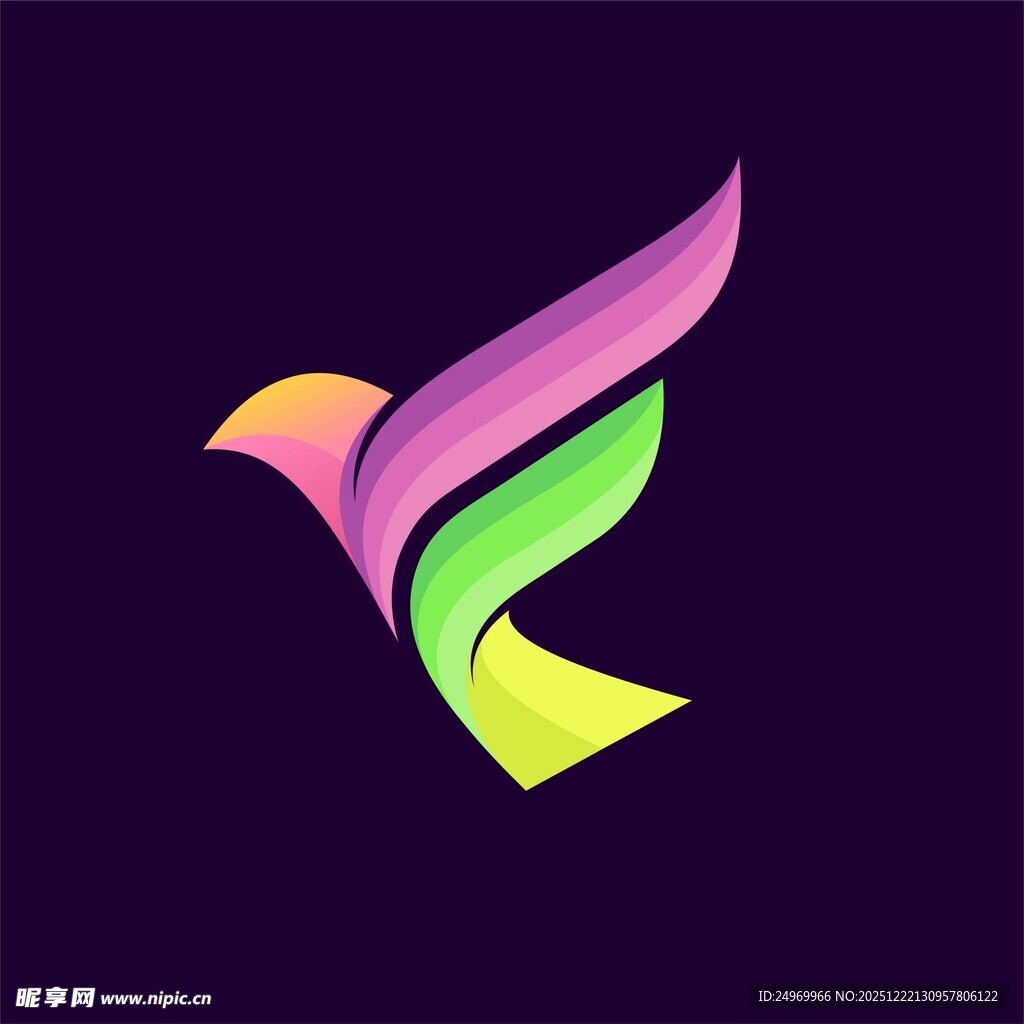 多彩飞鸟标志设计
