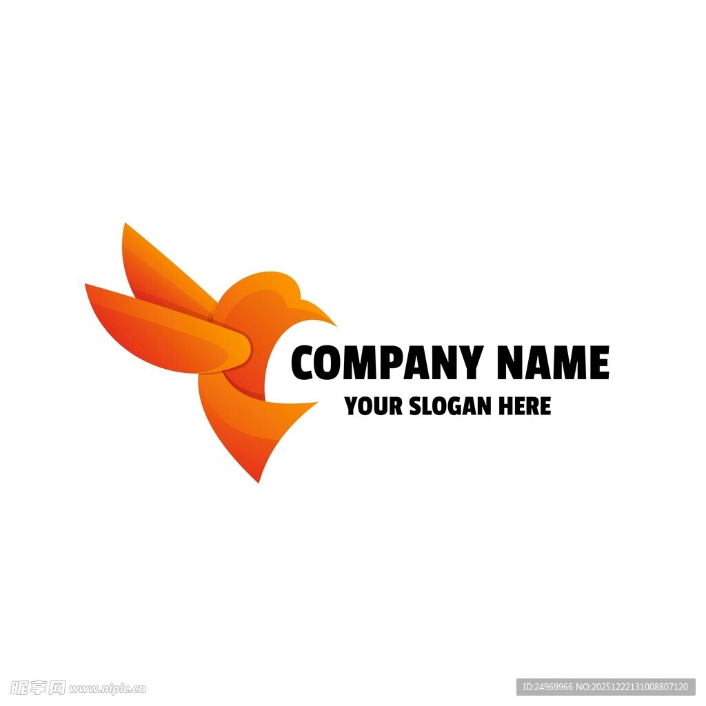 橙色飞鸟公司标志设计