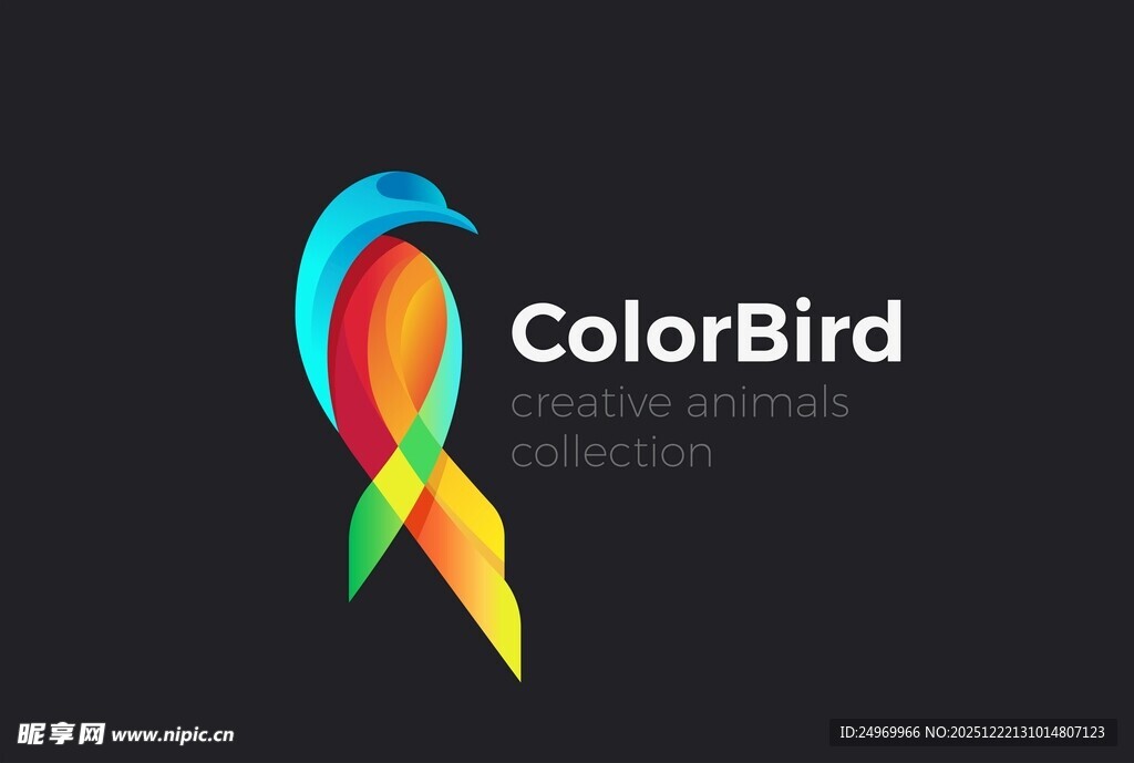 彩色飞鸟标志设计