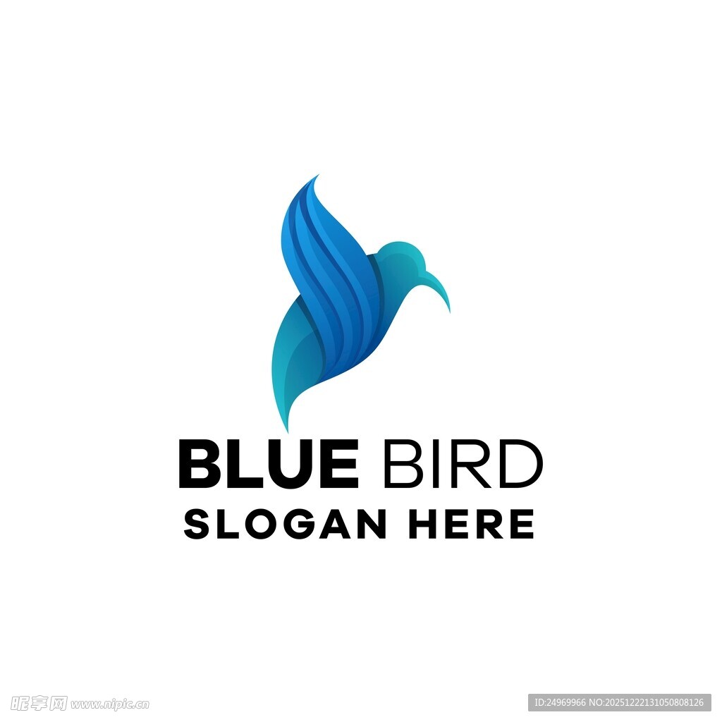 蓝色飞鸟标志设计