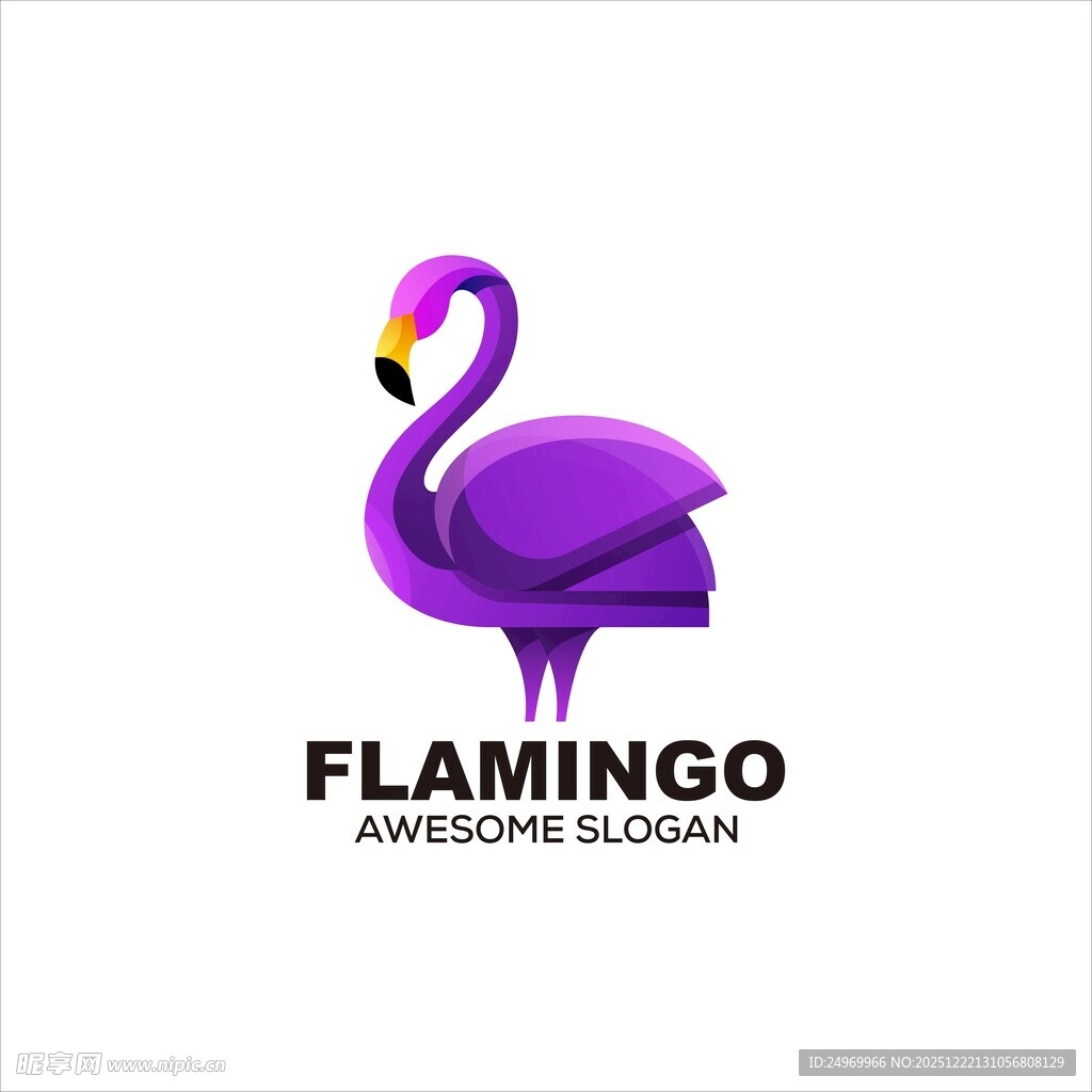 紫色火烈鸟简约标志设计