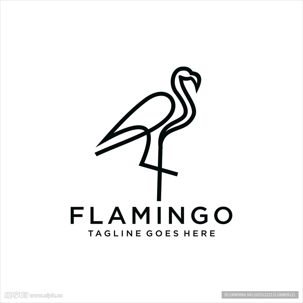 火烈鸟简约标志设计