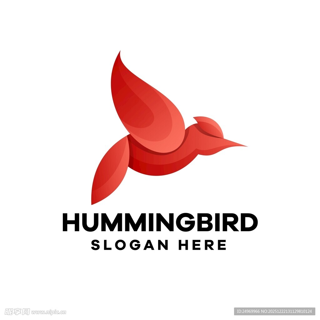 红色折纸蜂鸟标志设计