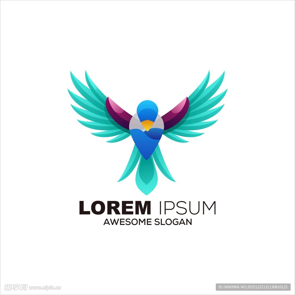 彩色飞鸟标志设计
