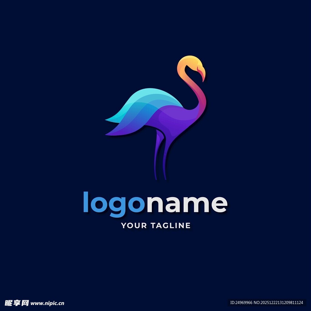 多彩火烈鸟标志设计
