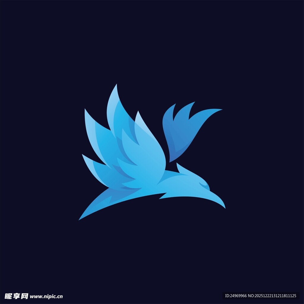 蓝色飞鸟标志设计