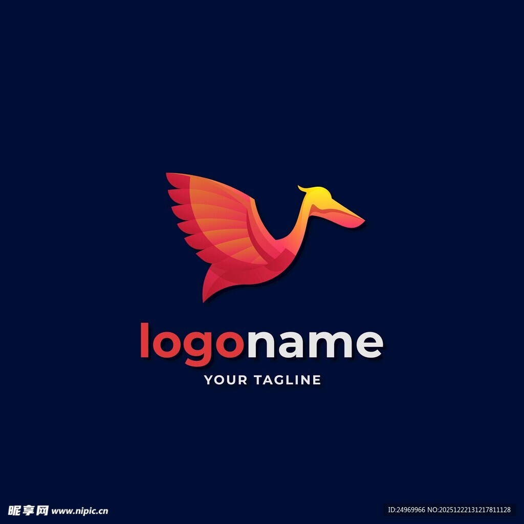 红色飞鸟创意logo设计