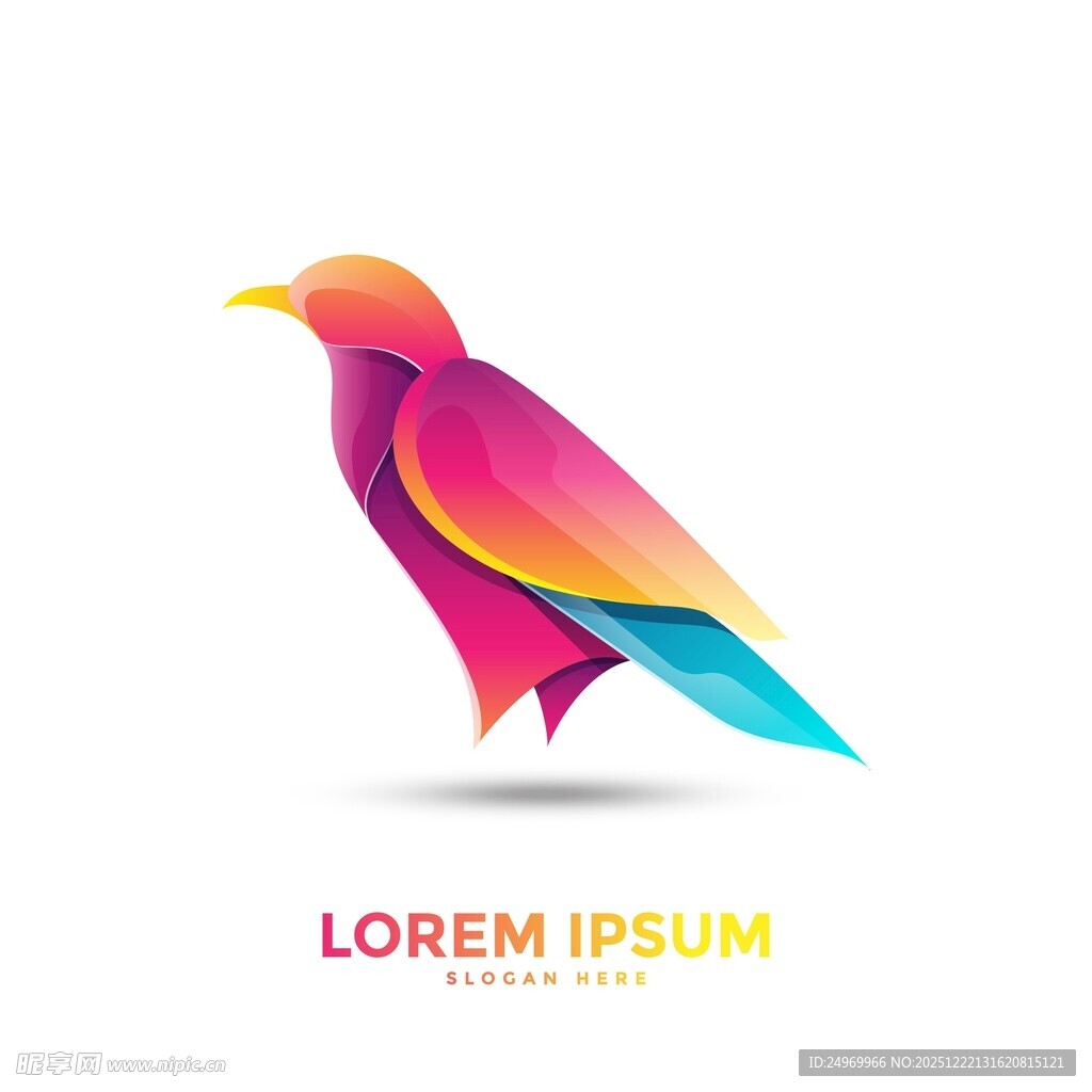 多彩几何风格抽象鸟形象