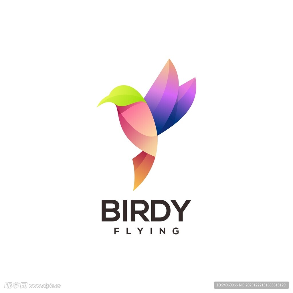 彩色飞鸟标志设计