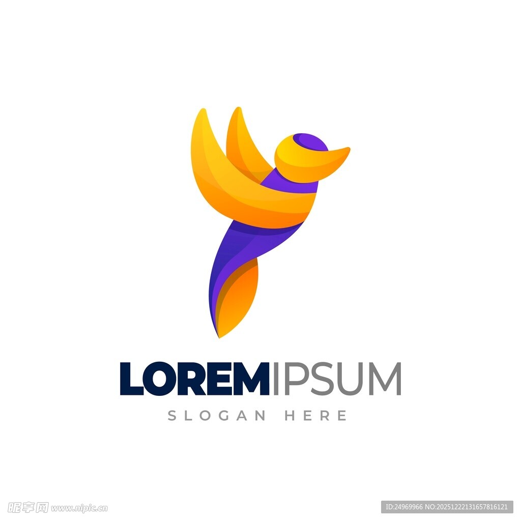 飞翔的多彩抽象鸟标志