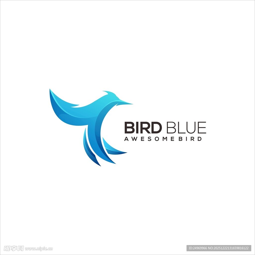 蓝色飞鸟标志设计
