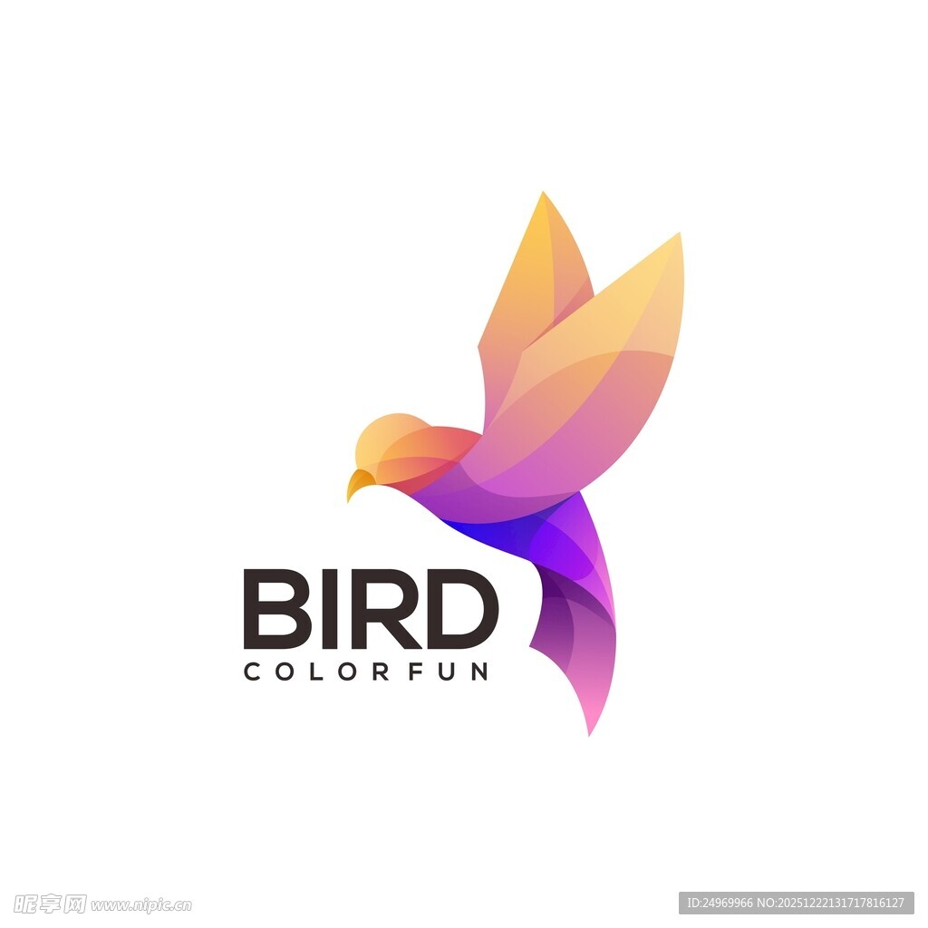 彩色飞鸟标志设计