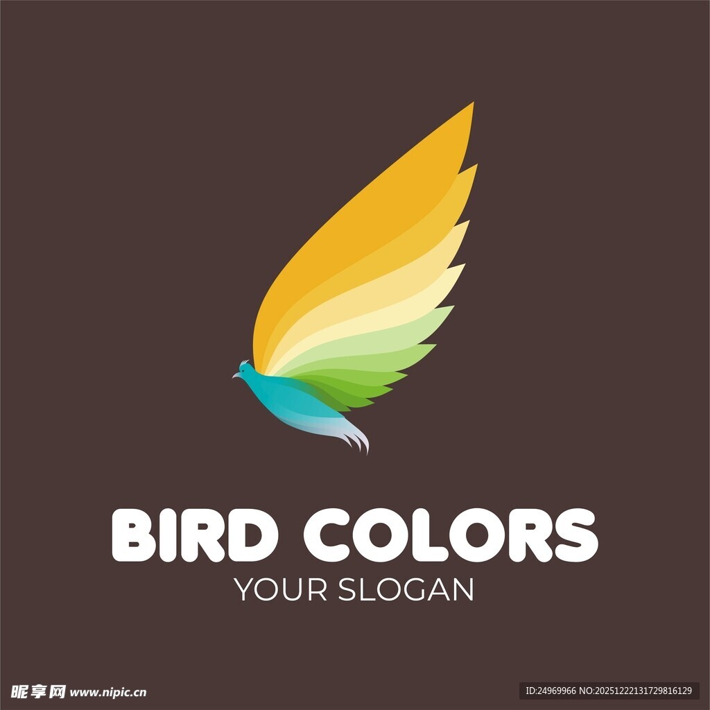 多彩飞鸟标志设计