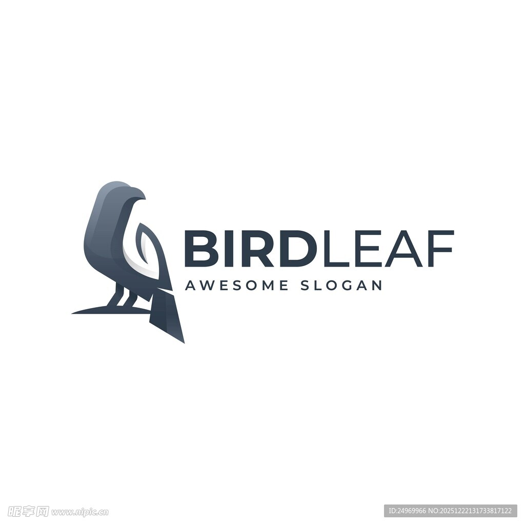 鸟叶抽象标志设计
