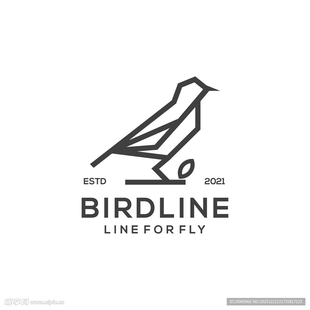 简约线条鸟标志设计