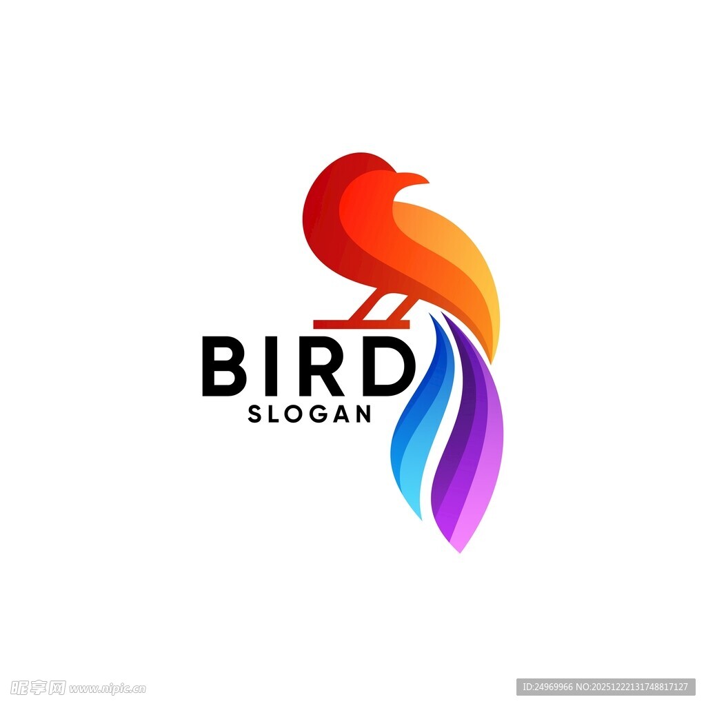 多彩飞鸟标志设计