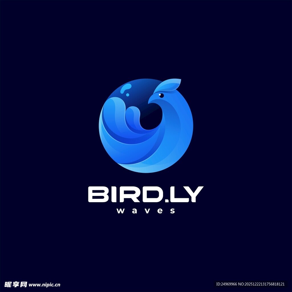 蓝色飞鸟动态标志设计