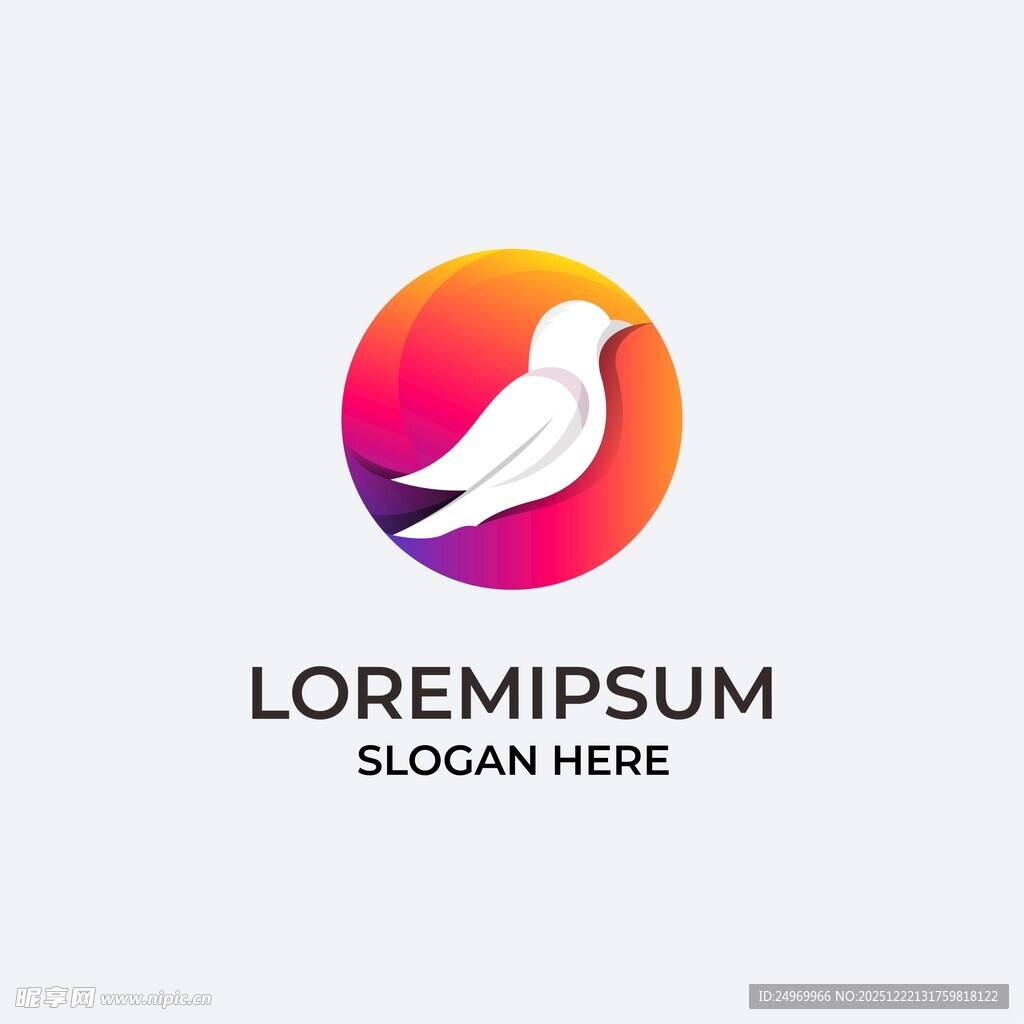 飞鸟渐变圆形标志设计