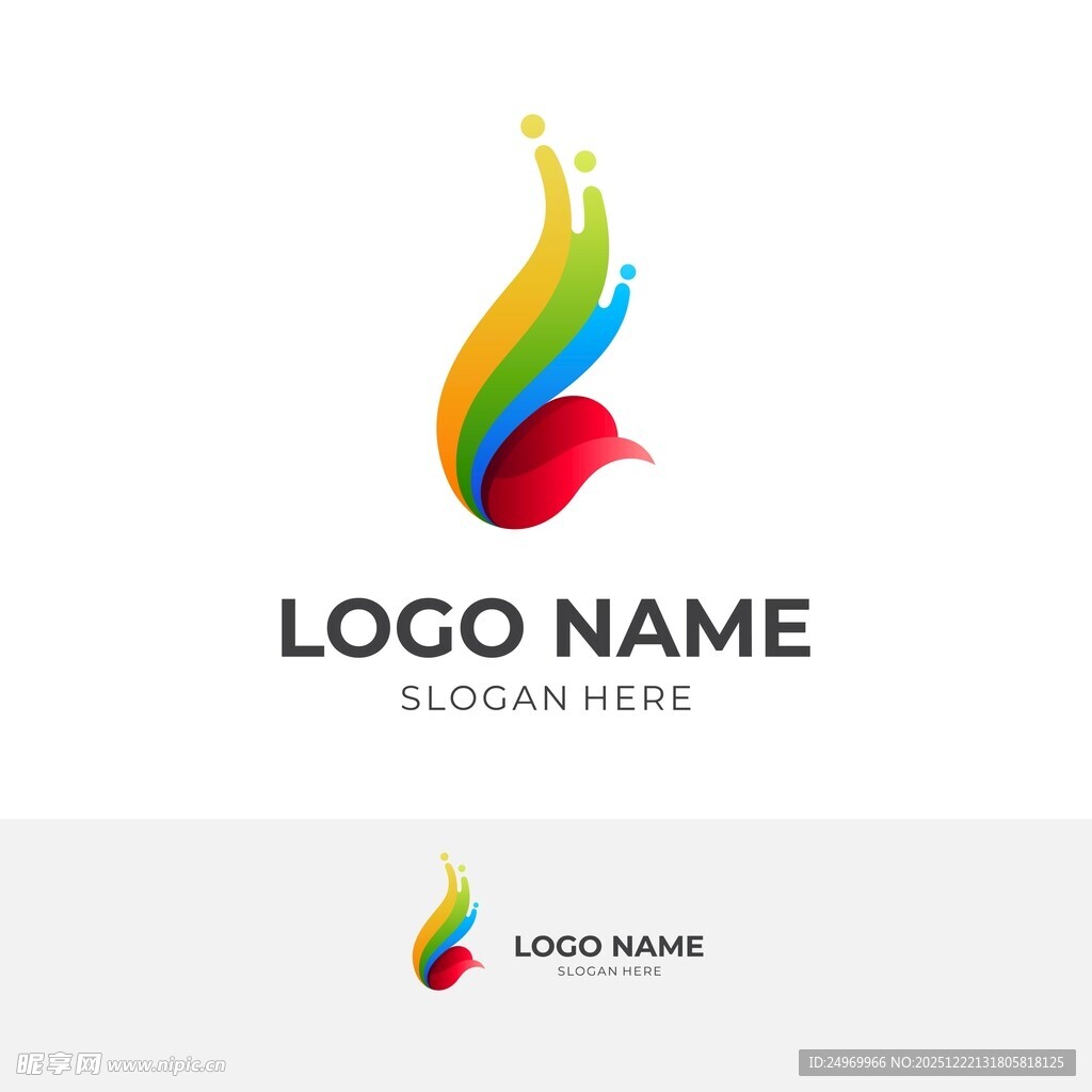 多彩火焰鸟标志设计