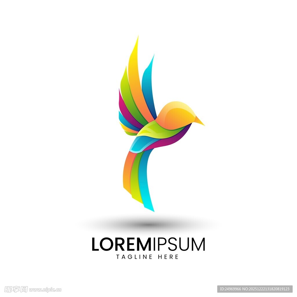 多彩飞鸟标志设计