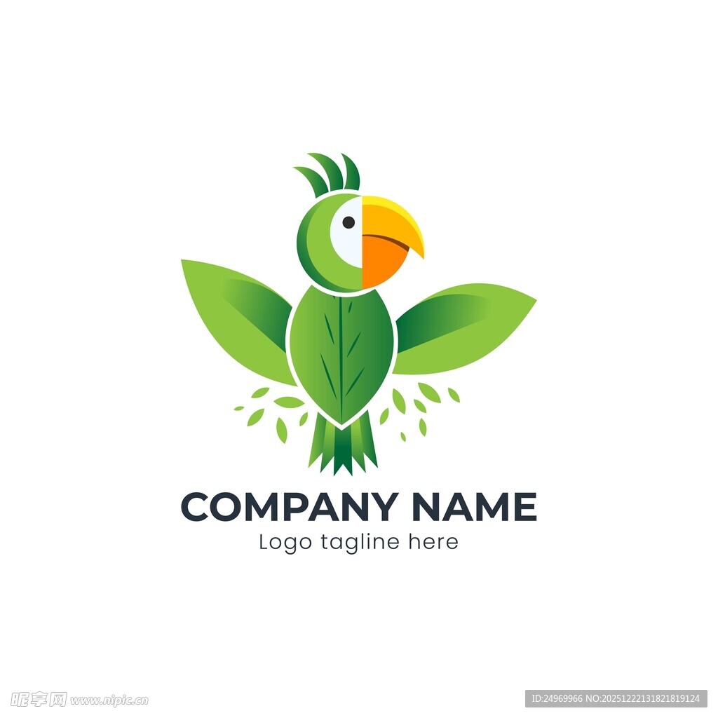 绿色鹦鹉标志设计