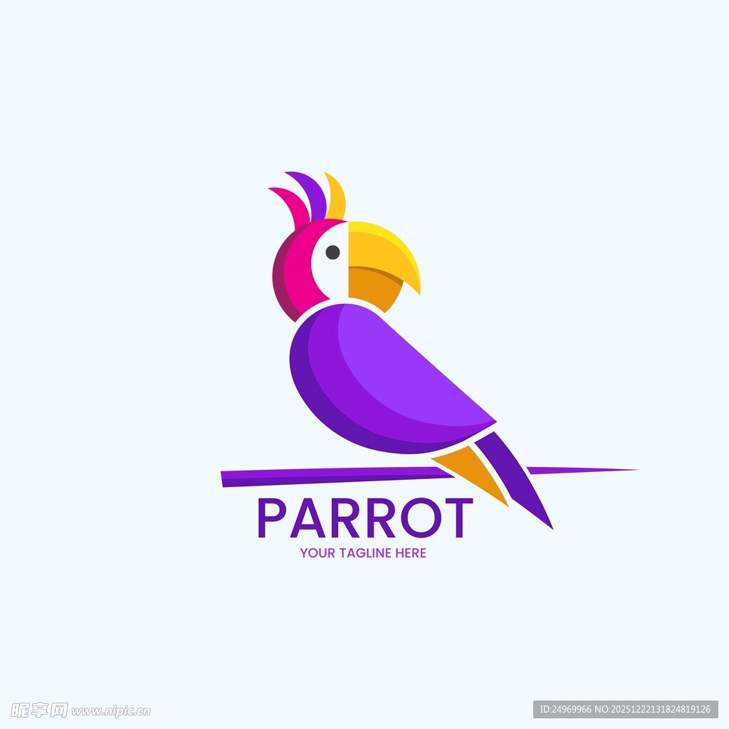 紫色鹦鹉标志设计