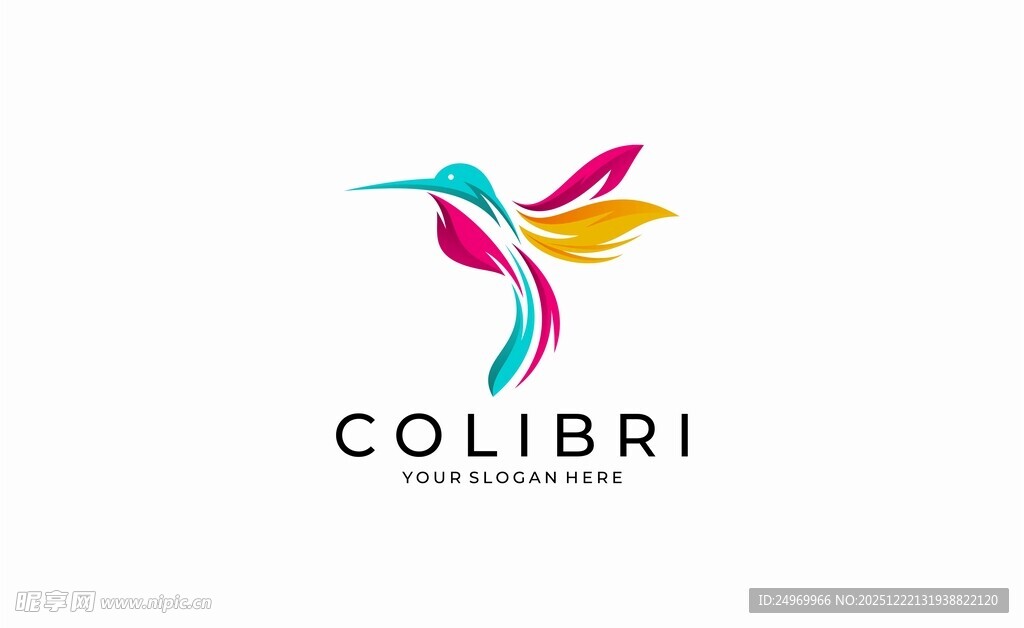 多彩蜂鸟标志设计