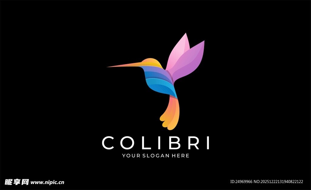 多彩蜂鸟标志设计