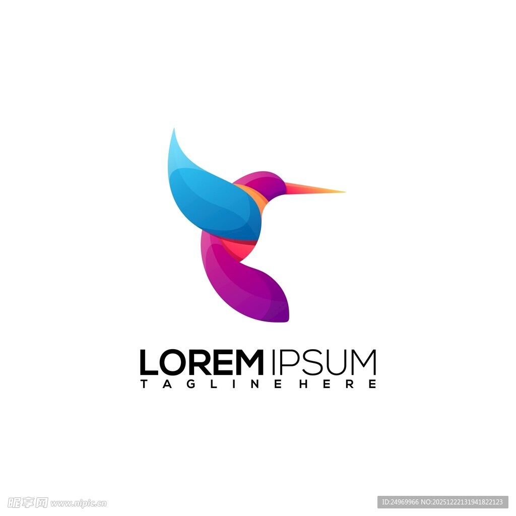 多彩蜂鸟标志设计