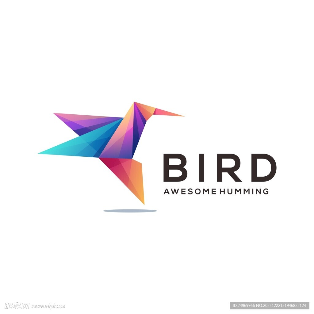 彩色折纸鸟标志设计