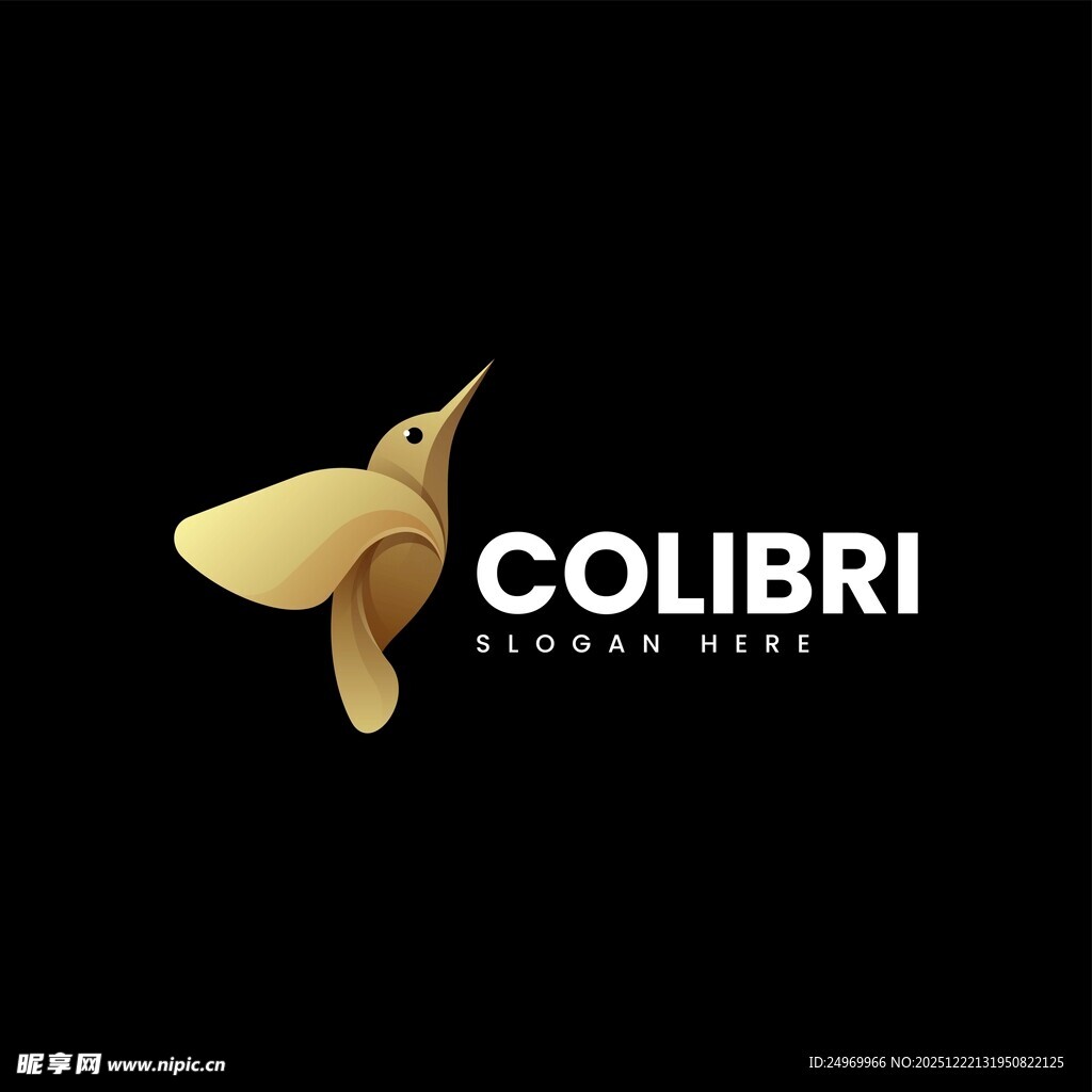 金色蜂鸟标志设计