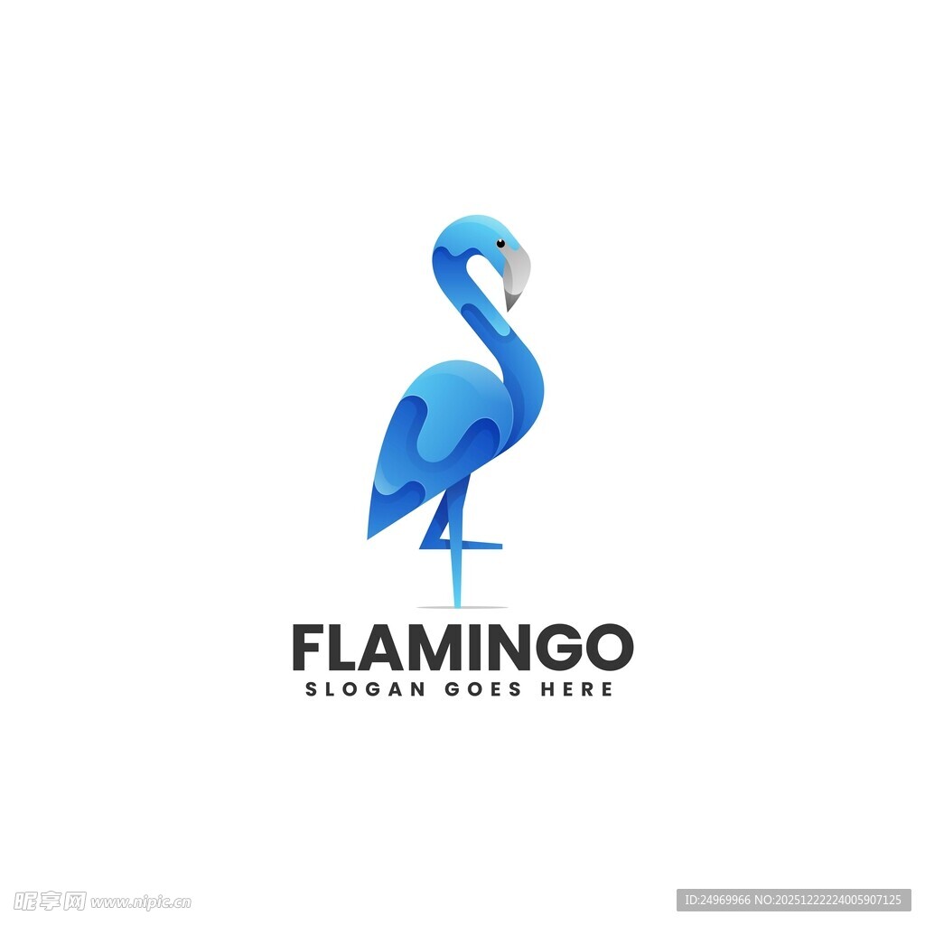 蓝色火烈鸟简约标志设计