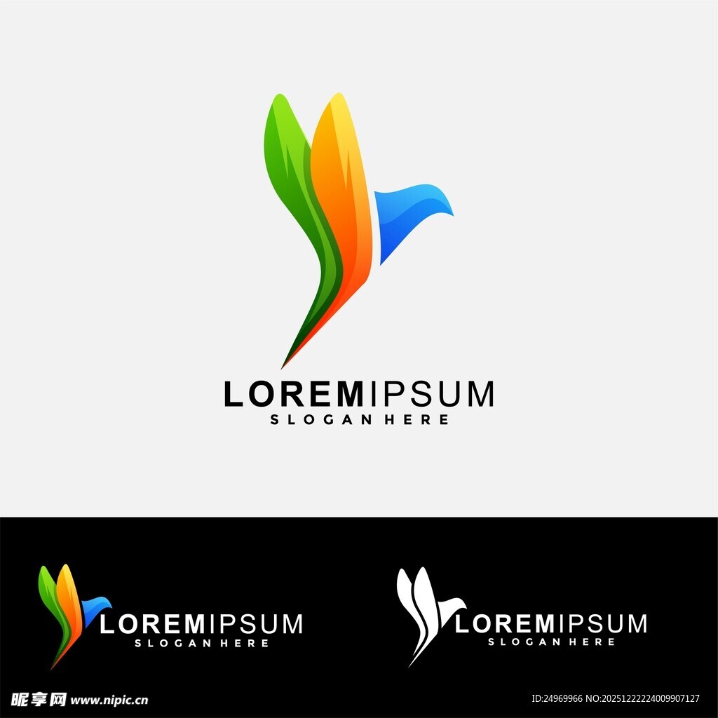 多彩飞鸟创意标志设计