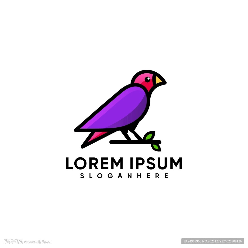 紫色小鸟标志设计