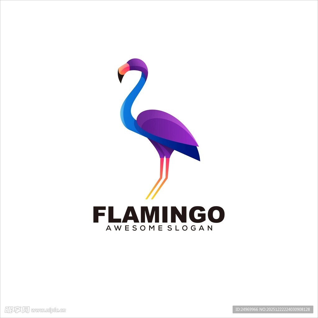 火烈鸟简约标志设计