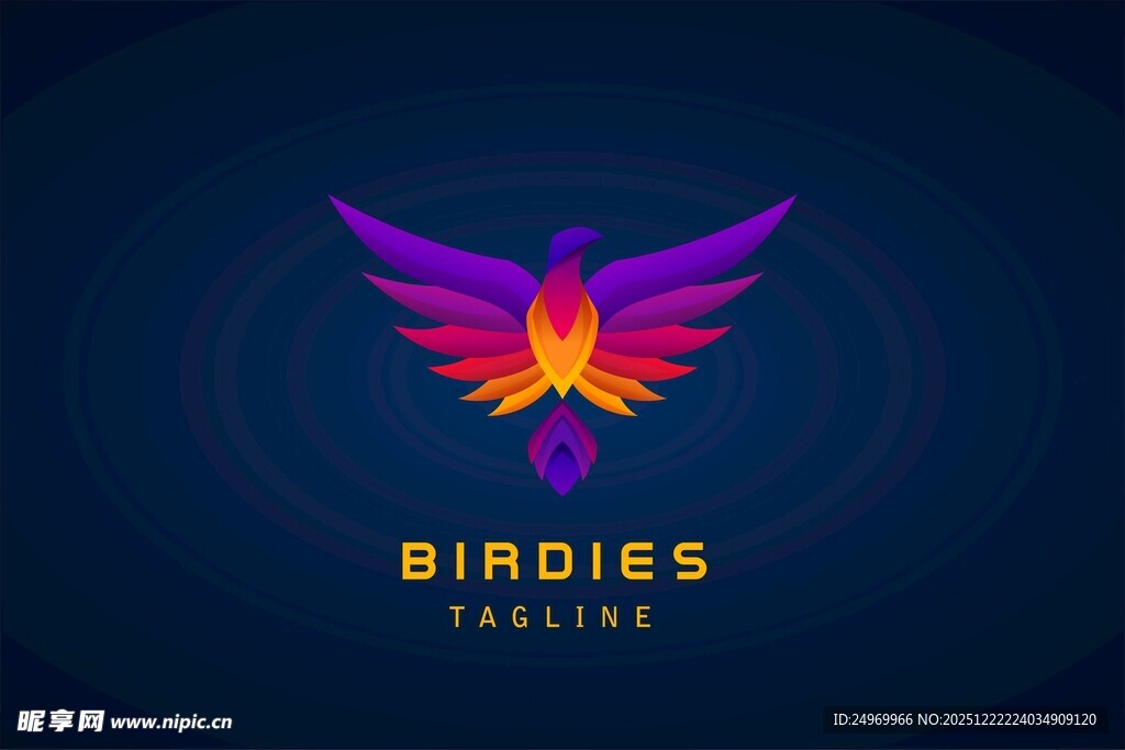 绚丽飞鸟标志设计