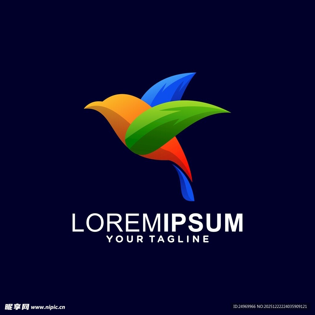 多彩飞鸟标志设计