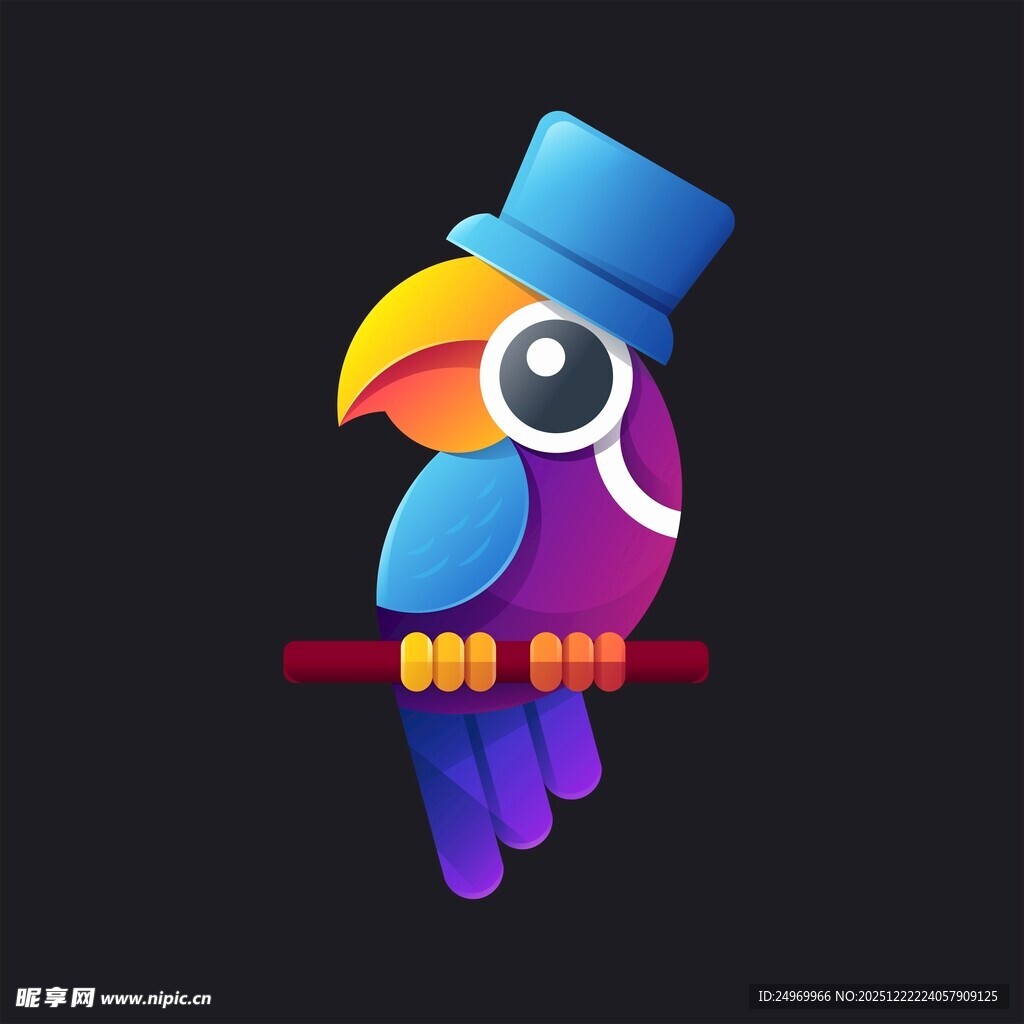 戴礼帽的多彩鹦鹉