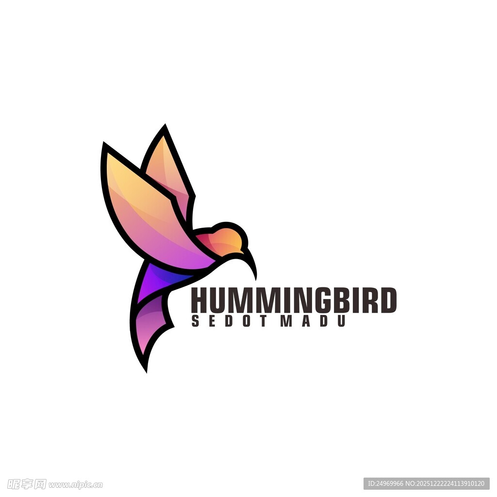 彩色蜂鸟标志设计