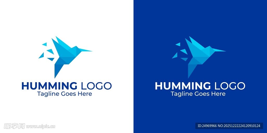 蓝色动感飞鸟标志设计