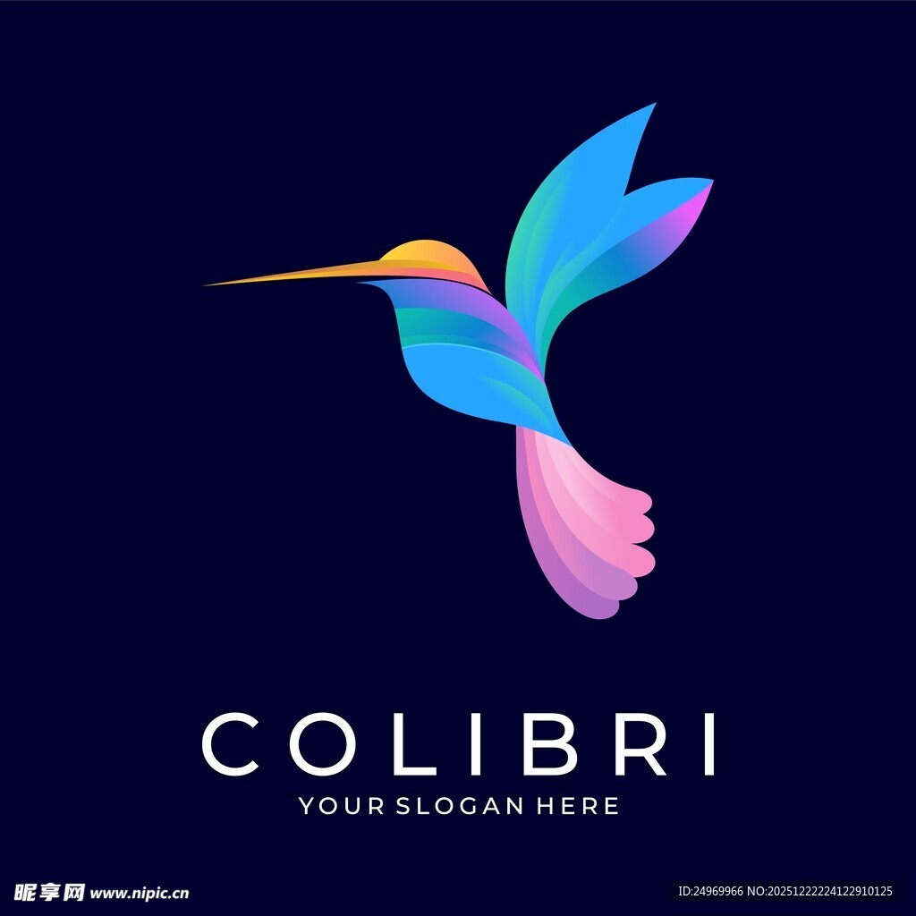 多彩蜂鸟标志设计