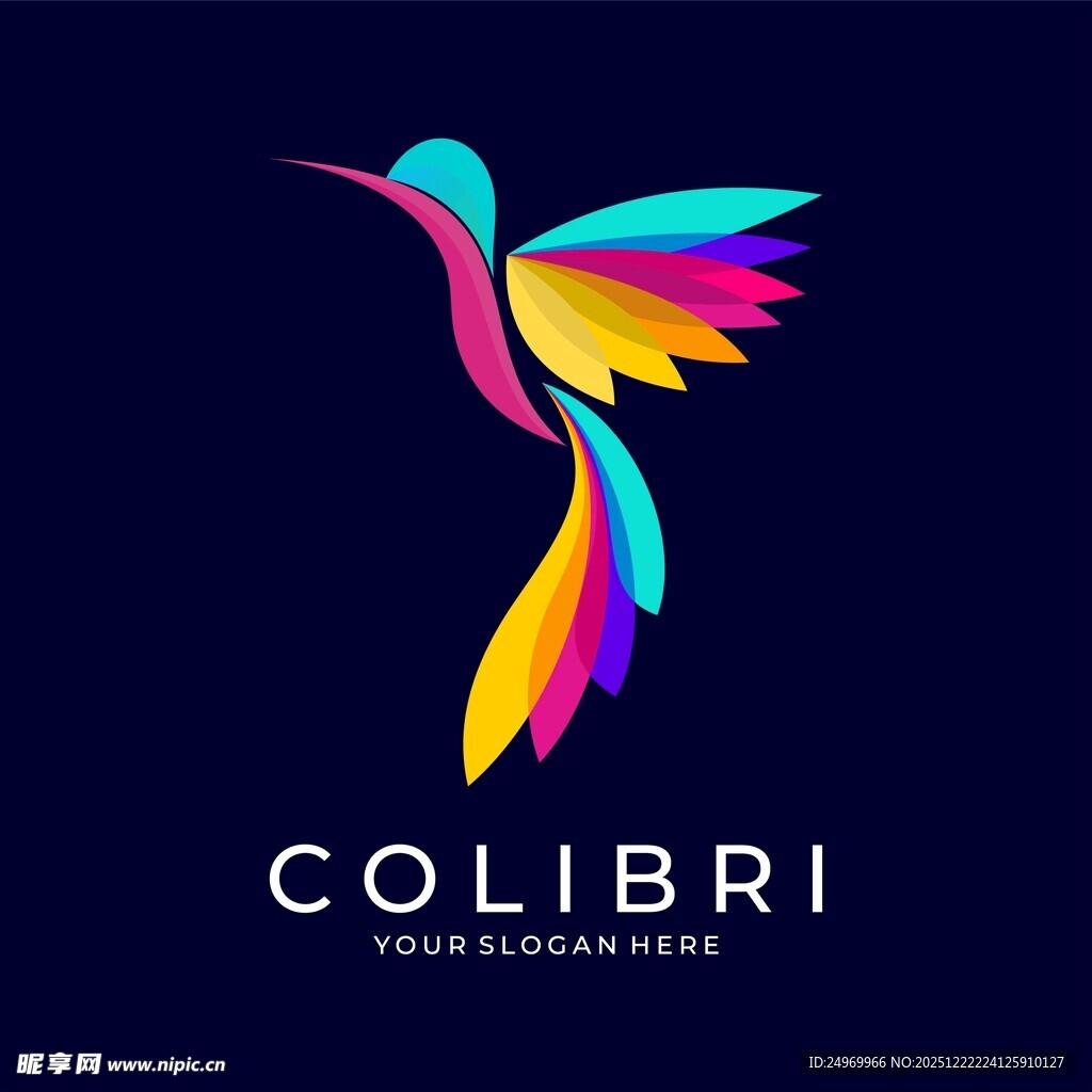 多彩蜂鸟标志设计