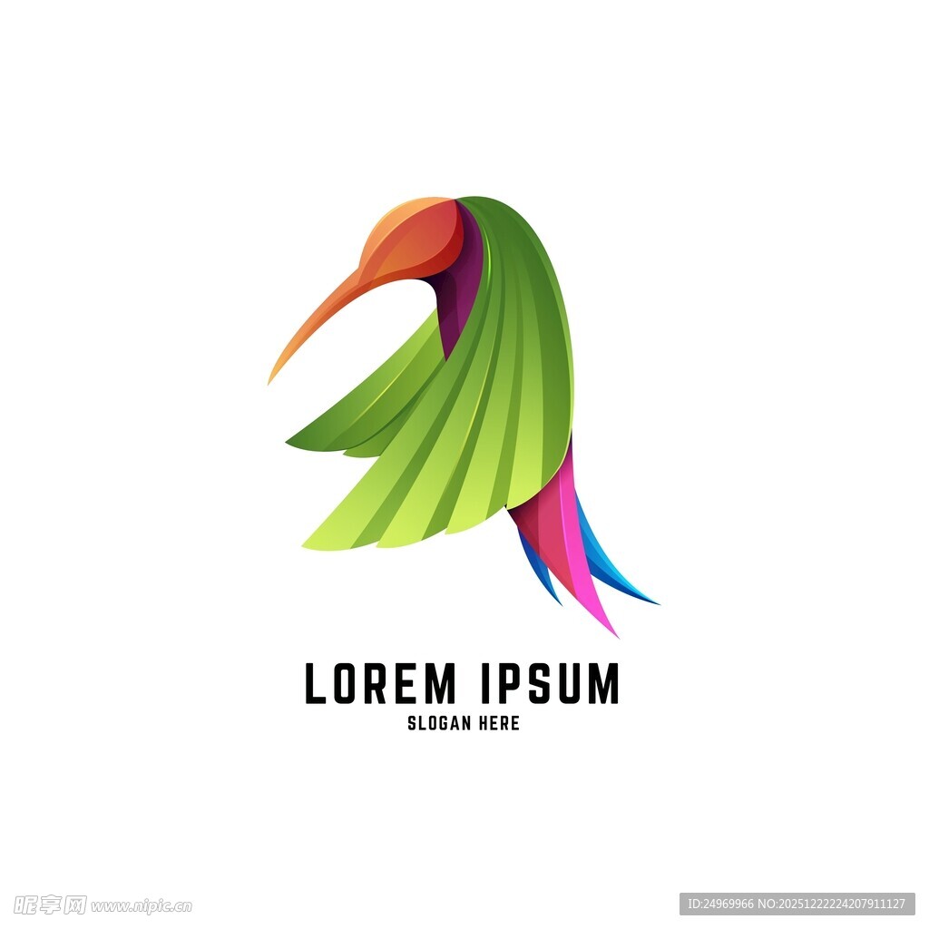 多彩蜂鸟标志设计