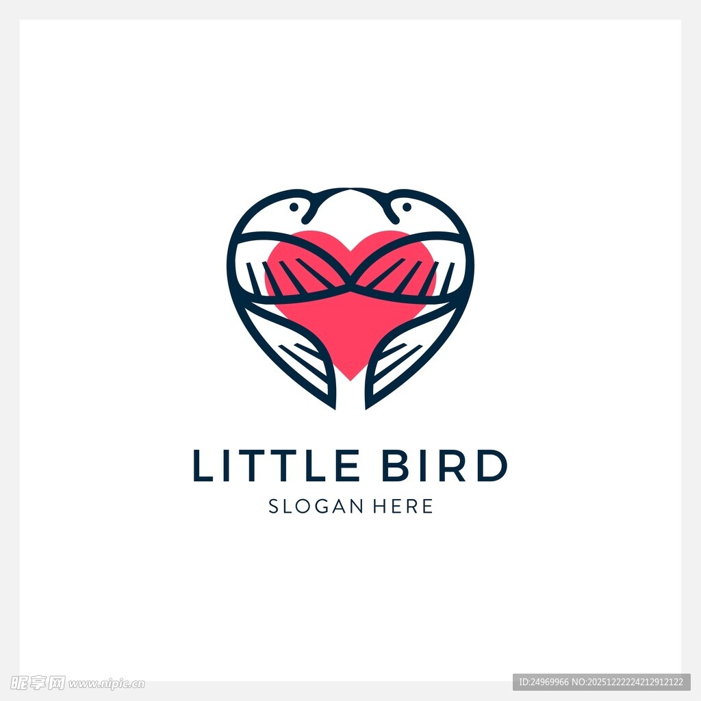 小鸟爱心标志设计